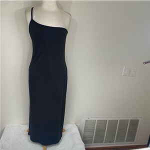 Zenobia Women's Brown Gray One Shoulder Ribbed Soft Stretch Midi Dress Size 2X